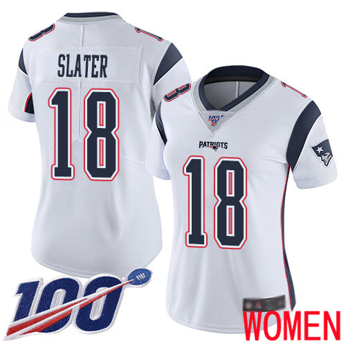 New England Patriots Football #18 100th Season Limited White Women Matthew Slater Road NFL Jersey